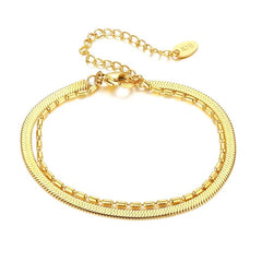 Charm Stainless Steel Snake Chain Bracelet for Women Girls Gold Color Herringbone Link Bracelet Bohemian Jewelry