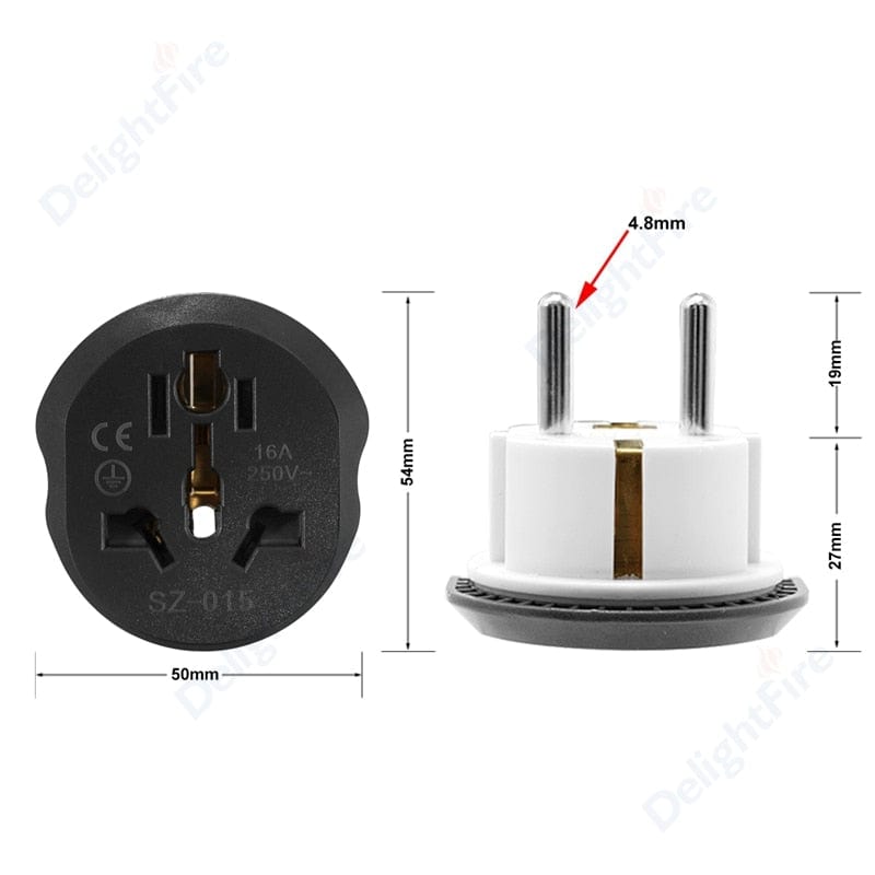 EU Plug Adapter Universal 16A EU Converter 2 Round Pin Socket AU UK US To EU Wall Socket AC 250V Travel Adapter High Quality