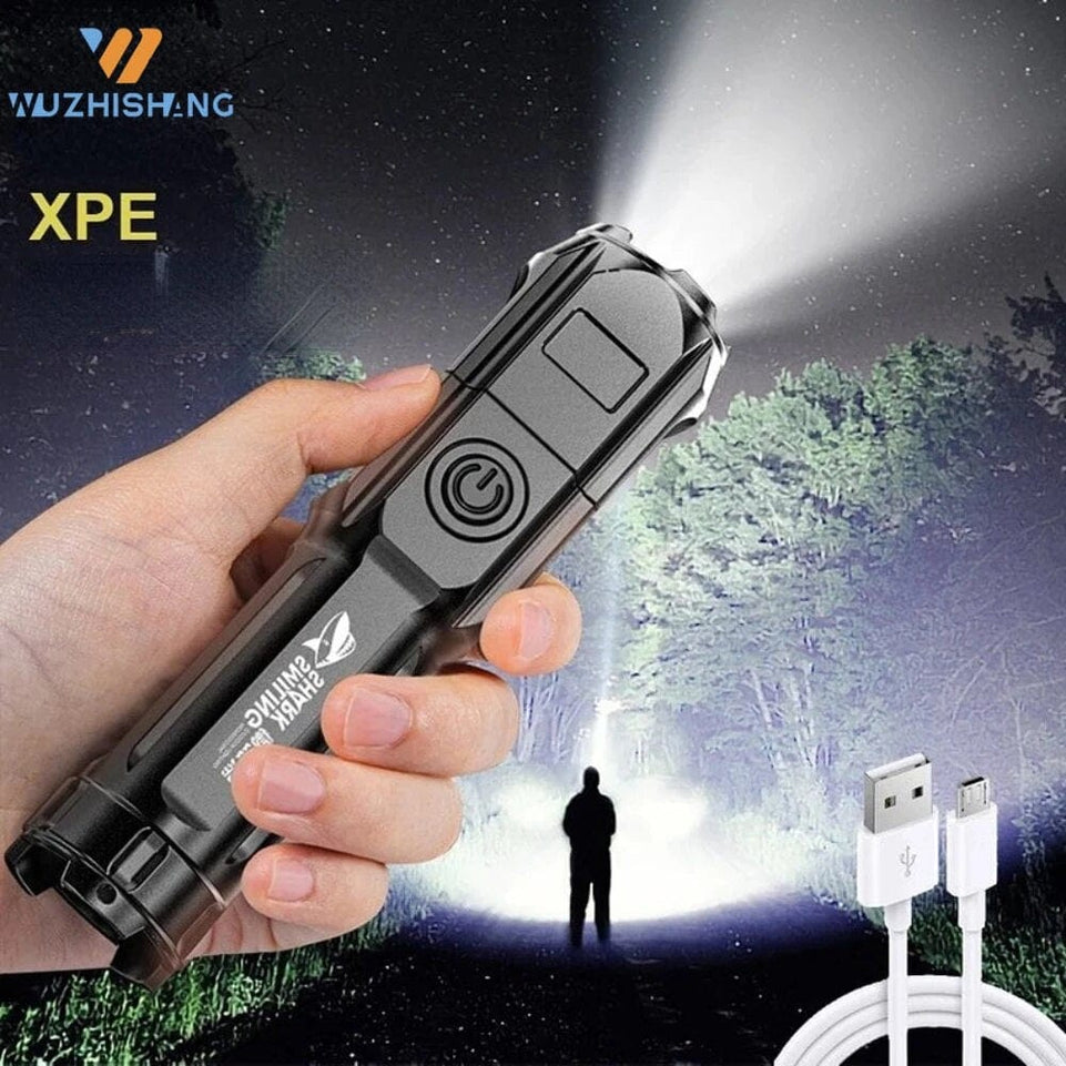 Powerful LED Torch Flashlight Tactical Flashlights Rechargeable USB 18650 Waterproof Zoom Fishing Hunting LED Flashlight