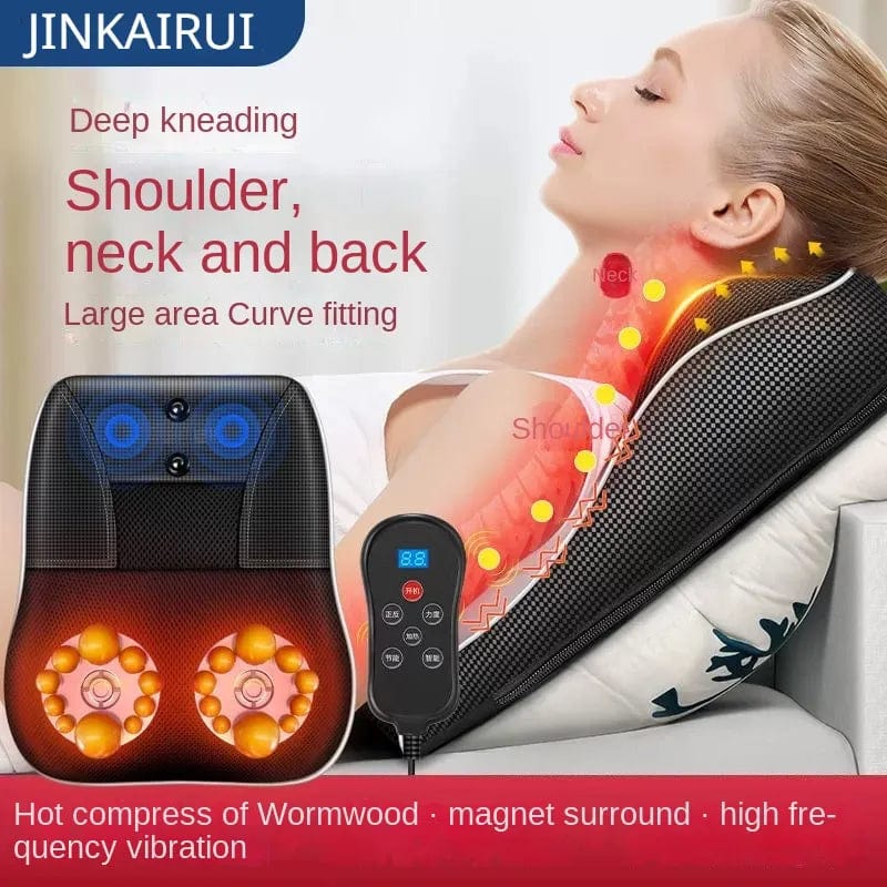 Electric Shiatsu Head Neck Cervical T traction Body Massager Car Back Pillow with Heating Vibrating Massage Device