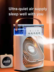 Portable Fan Air Conditioners USB Electric Fan LED Night Light Water Mist Fun 3 In 1 Air Humidifie For Home