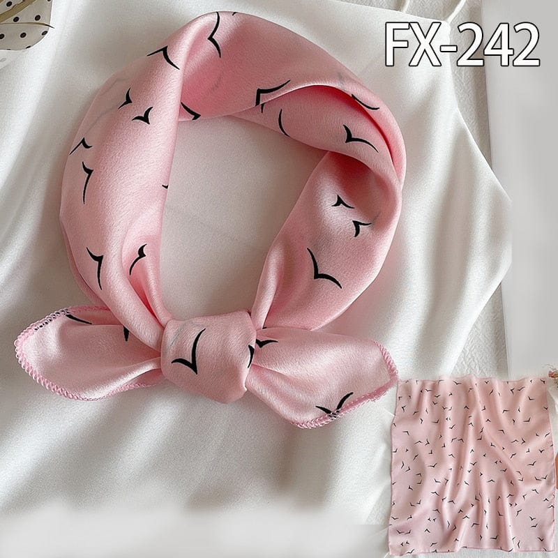 Women Small Satin Silk Scarf Square Print Wrap Foulard Femme Handkerchief Bandana Neck Hair Skinny Tie Scarves Shawls