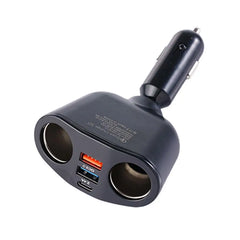 Car Cigarette Lighter 12V-24V Socket Splitter Blue Atmosphere Light PD QC3.0 2 USB Charger C Ports For Mobile Phone DVR Chargers