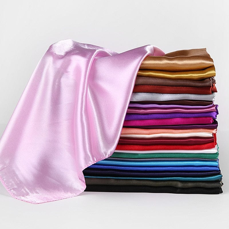 Square Silk Scarves Women 90*90cm Satin Hijab Scarf Muslim Female Chiffon Shawls And Wrap Hair Head Scarves Pareo Bandanna