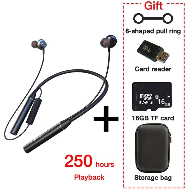 EARDECO 180 Hour Endurance Bluetooth Headphone Bass Wireless Headphones with Mic Stereo Neckband Earphones Sport Headset TF Card