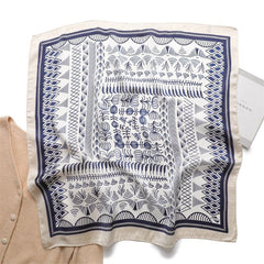 Female Silk Neck Scarf Letter D Print Square Hair Scarves Foulard Head Band Shawls And Wraps Neckerchief Bandana 70*70cm