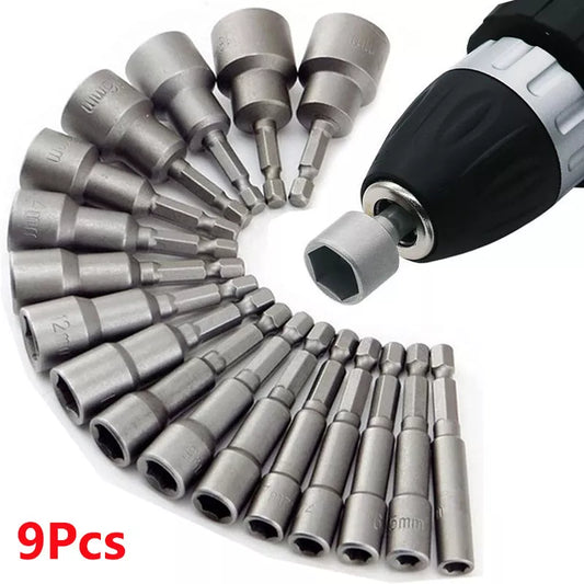 Hex Sockets Sleeve 9pcs/set 5mm-13mm Nozzles Nut Driver Set Screwdriver Bits Sets Tools Socket Wrenches