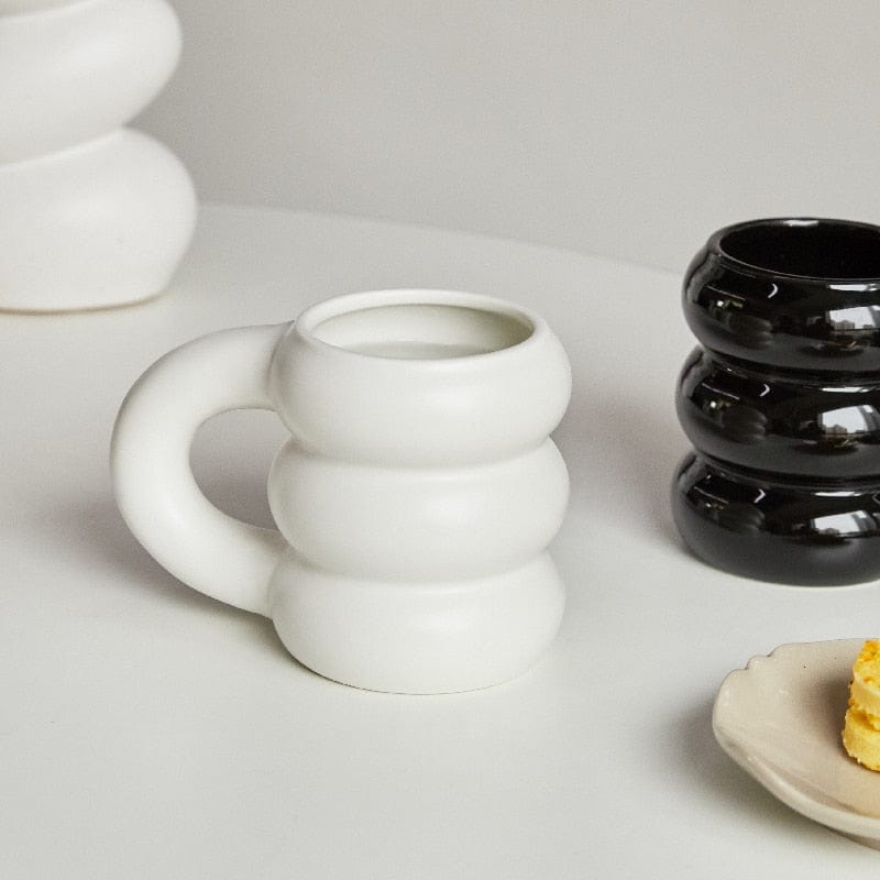 Creative Water Cup Ceramic Mug Nordic Coffee Cups with Big Handrip Colored Ceramics Big Juice Mugs - Wowza