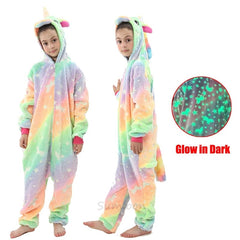 Kigurumi Children Winter Sleepwear Kids Unicorn Panda Pajama sets Baby Girls Boys Panda Licorne Onesies for 4 6 8 10 12 Years