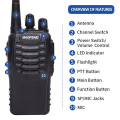 2/4PCS 12W Walkie Talkie Dual Band Portable Long Range Standby UHF 400-470MHz USB Ham Two Way Radio for Hunting