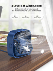 Mini Portable Fan,USB Desk Fan Table,Quiet 3 Speed Wind Personal Fan 360°Rotatable Head Standing Fans for Room Camping Hom