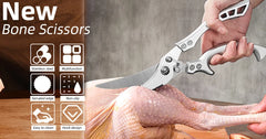 Kitchen Scissors Chicken Bone Kitchen Shears,Duck Fish Cutter 4Cr Stainless Steel Fish Scissors Scale Clean Cook Scissors Knife