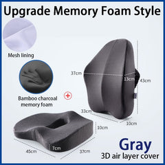 Memory Foam Seat Cushion Orthopedic Pillow Coccyx Office Chair Cushion Support Waist Back Pillow Car Seat Hip Massage Pad Sets