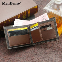 Men's Wallet Short Cross Section Youth Tri-fold Wallet Stitching Business Multi-card Zipper Coin Purse Wallet Passport Cover