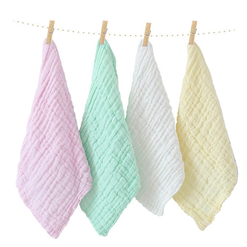 4PCS Baby Towel 100% Cotton Bath Towel 6 Layers Gauze Face Washcloth Squares Hand Wipe Newborn Bathing Feeding Kids Handkerchief