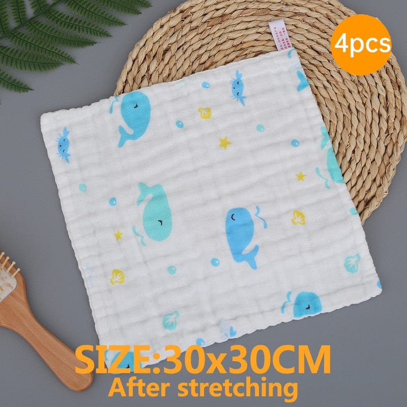 4PCS Baby Towel 100% Cotton Bath Towel 6 Layers Gauze Face Washcloth Squares Hand Wipe Newborn Bathing Feeding Kids Handkerchief