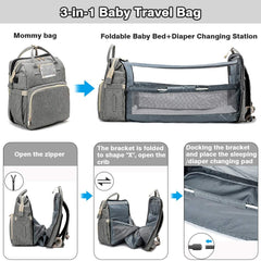 2020 Fashion Portable Folding Crib Diaper Bag Multi-Function Large Capacity Baby Backpack Diaper Bag Baby Stroller Organizer Bag