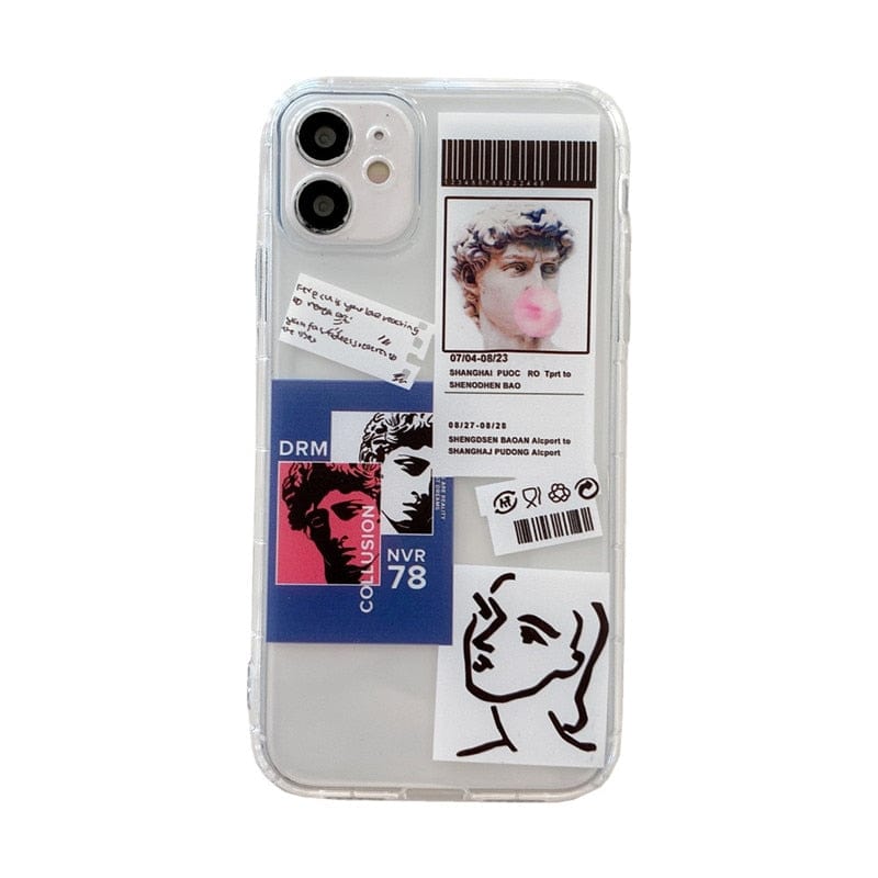Fashion Funny Vintage Label David Transparent Phone Case For iPhone 12 11 Pro X XS MAX XR SE20 7 8Plus Soft Silicone Cover Coque