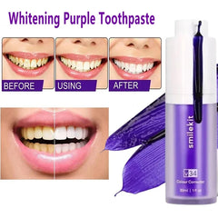 SmileKit Original Purple Whitening Toothpaste Teeth Colour Corrector Deep Remove Dental Plaque Stain Brightening toothpaste