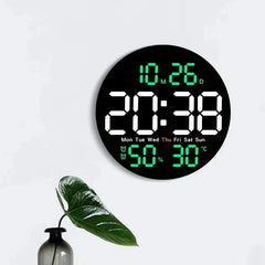 LED Large Digital Wall Clock 10inch with Remote Control Temperature Humidity Date Week Display