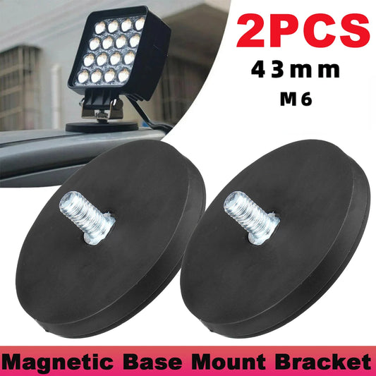 2PCS Magnet Mounts 43mm M6 BoltLed Light Bar Bracket Clamp LED Work Light Bar Holder SUV Offroad