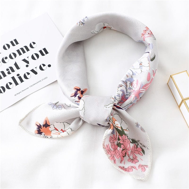 Women Small Satin Silk Scarf Square Print Wrap Foulard Femme Handkerchief Bandana Neck Hair Skinny Tie Scarves Shawls