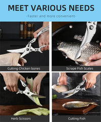 Kitchen Scissors Chicken Bone Kitchen Shears,Duck Fish Cutter 4Cr Stainless Steel Fish Scissors Scale Clean Cook Scissors Knife