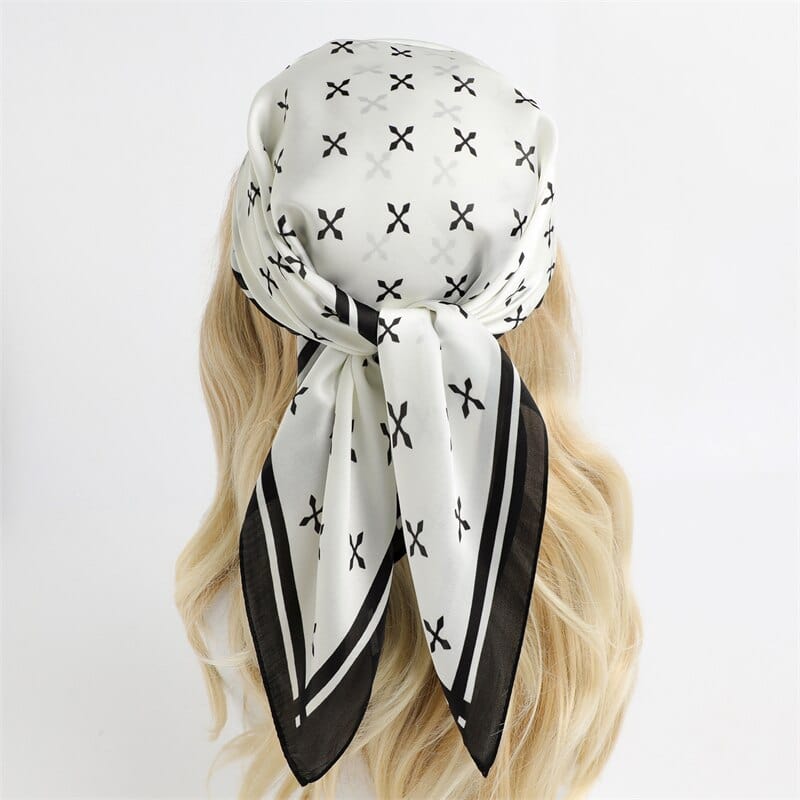 Female Silk Neck Scarf Letter D Print Square Hair Scarves Foulard Head Band Shawls And Wraps Neckerchief Bandana 70*70cm