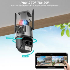 8MP 4K Wifi Camera Dual Lens Ai Auto Tracking Waterproof Security CCTV Video Surveillance Camera Police Light Alarm IP Camera