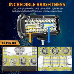 13200LM 40LED Light Bar Waterproof Offroad Fog Light 120W Driving&Work Light Bar Spot Flood Beams Combo for UTV ATV Truck Boat