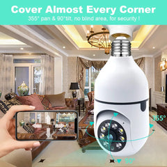 Wifi 5MP E27 5G Bulb Surveillance Camera Indoor 4X Digital Zoom AI Human Detect Full Color Night Vision Wireless Cam Smart Home