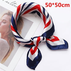 2022 New Women Silk Scarf Square Foulard Lady's Neck Hair Scarves Design Printed Head Kerchief Fashion Girl  Scarfs