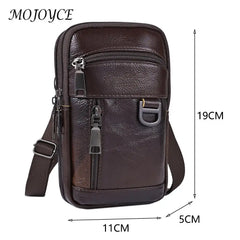 Vintage Men Cowhide Leather Shoulder Crossbody Bag Waist Fanny Pack Male Belt Bum Bag For Travel Casual Phone Messenger Handbags