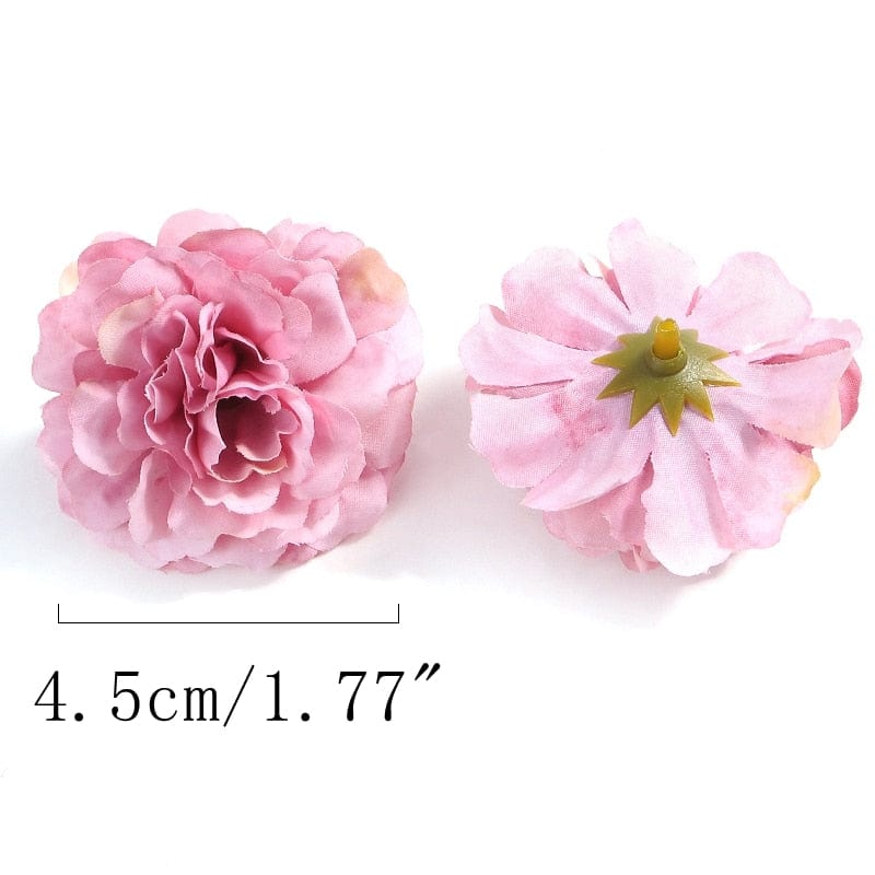 Rose Artificial Flowers Heads 4.5cm Fake Flowers For Wedding Party Decoration Home Decor DIY Craft Wreath Cake Gifts Accessories