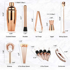 Cocktail Shaker Making Set,16pcs Bartender Kit For Mixer Wine Martini, Stainless Steel Bars Tool, Home Drink Party Accessories - Wowza