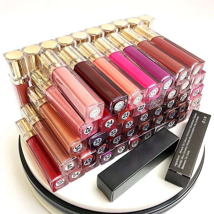 50pcs/lot Private Label Lipgloss  Moisturizing Shiny Glitter Glossy Makeup Lip Gloss Custom Liquid Lipstick Bulk