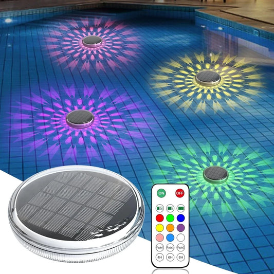 Solar Floating Pool Lights RGB Color Changing Pool Projector Light Waterproof LED for Pool Hot Tub Wedding Path Party Decoration