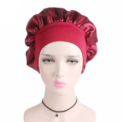 Newly Women's Satin Solid Sleeping Hat Night  Hair Care Bonnet Nightcap For Women Men Unisex Cap