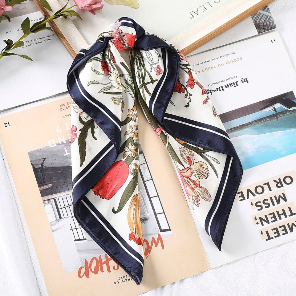 Haimeikang 60*60cm Square Silk Scarf Women Headband Fashion Print Neck Scarfs Office Hair Band Hand Kerchief Female Bandana