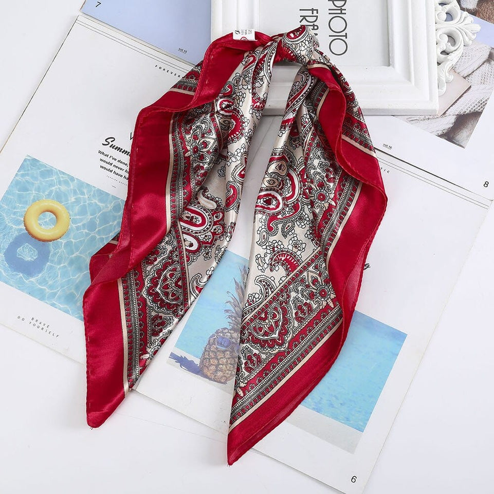 Haimeikang 60*60cm Square Silk Scarf Women Headband Fashion Print Neck Scarfs Office Hair Band Hand Kerchief Female Bandana