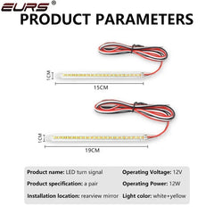 Car Mirror Indicator Lamp DRL Streamer Strip Flowing Turn Signal Lamp LED Car Light Source Turn Signals For Cars