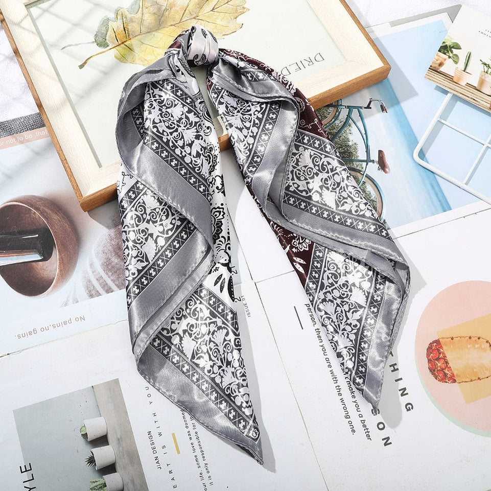 Haimeikang 60*60cm Square Silk Scarf Women Headband Fashion Print Neck Scarfs Office Hair Band Hand Kerchief Female Bandana