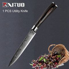 XITUO 1-5PCS set Chef Knife Japanese Stainless Steel Sanding Laser Pattern Knives Professional Sharp Blade Knife Cooking Tool - Wowza