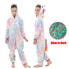 Kigurumi Children Winter Sleepwear Kids Unicorn Panda Pajama sets Baby Girls Boys Panda Licorne Onesies for 4 6 8 10 12 Years