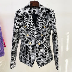 Real Red Women Blazers 2021 New Formal Female Jacket Classic Gold Double Breasted Button White Black Blazer Women High Quality