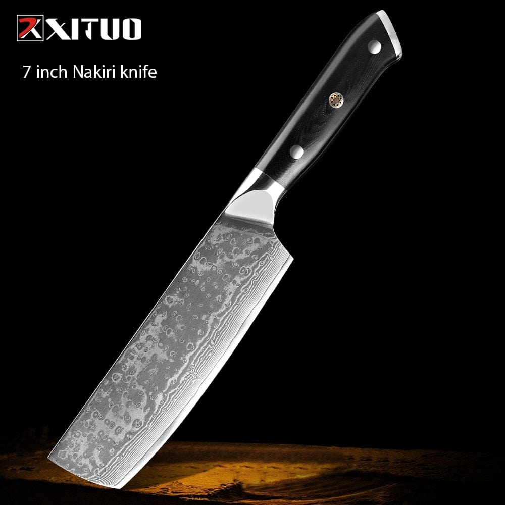 XITUO Damascus kitchen Knife 1-9PC 67 layers Japan Damascus steel Chef knife Sharp Sankotu Cleaver Boning Paring knife G10 handl - Wowza