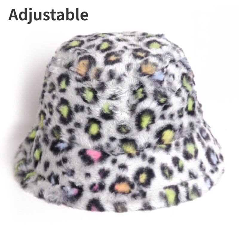 Winter Cow Leopard Faux Fur Fluffy Bucket Hats Women Outdoor Warm Sun Hat Soft Velvet Furry Fisherman Cap Girl Fashion Panama