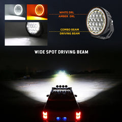 9Inch LED Driving Light 90000LM Spot Flood Combo Offroad Work Lights Amber DRL for Truck ATV UTV SUV Car 4x4 12V 24V