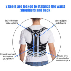 Straight Back Posture Corrector Shoulder Lumbar Brace Spine Support Belt Adjustable Corset Correction Body Improve with Plate