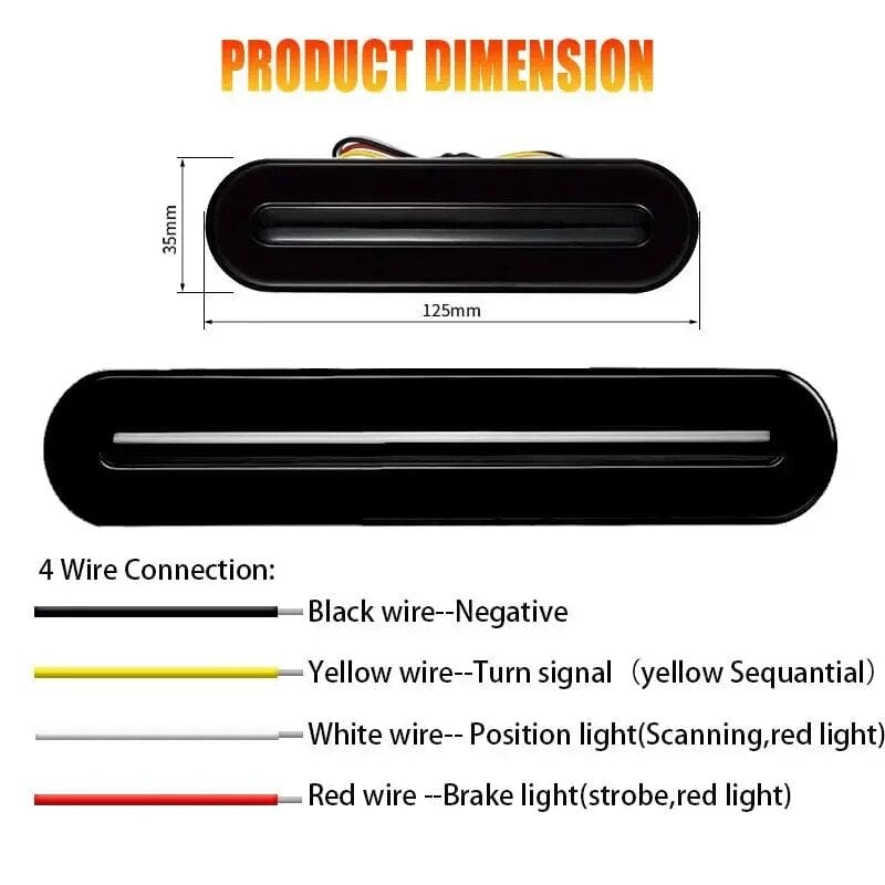 Car LED Tail Turn Lights Stop Flowing Turn Signal DRL Lamp 3 In 1 Brake Indicator Taillight For Truck Trailer ATV UTV 12V 24V